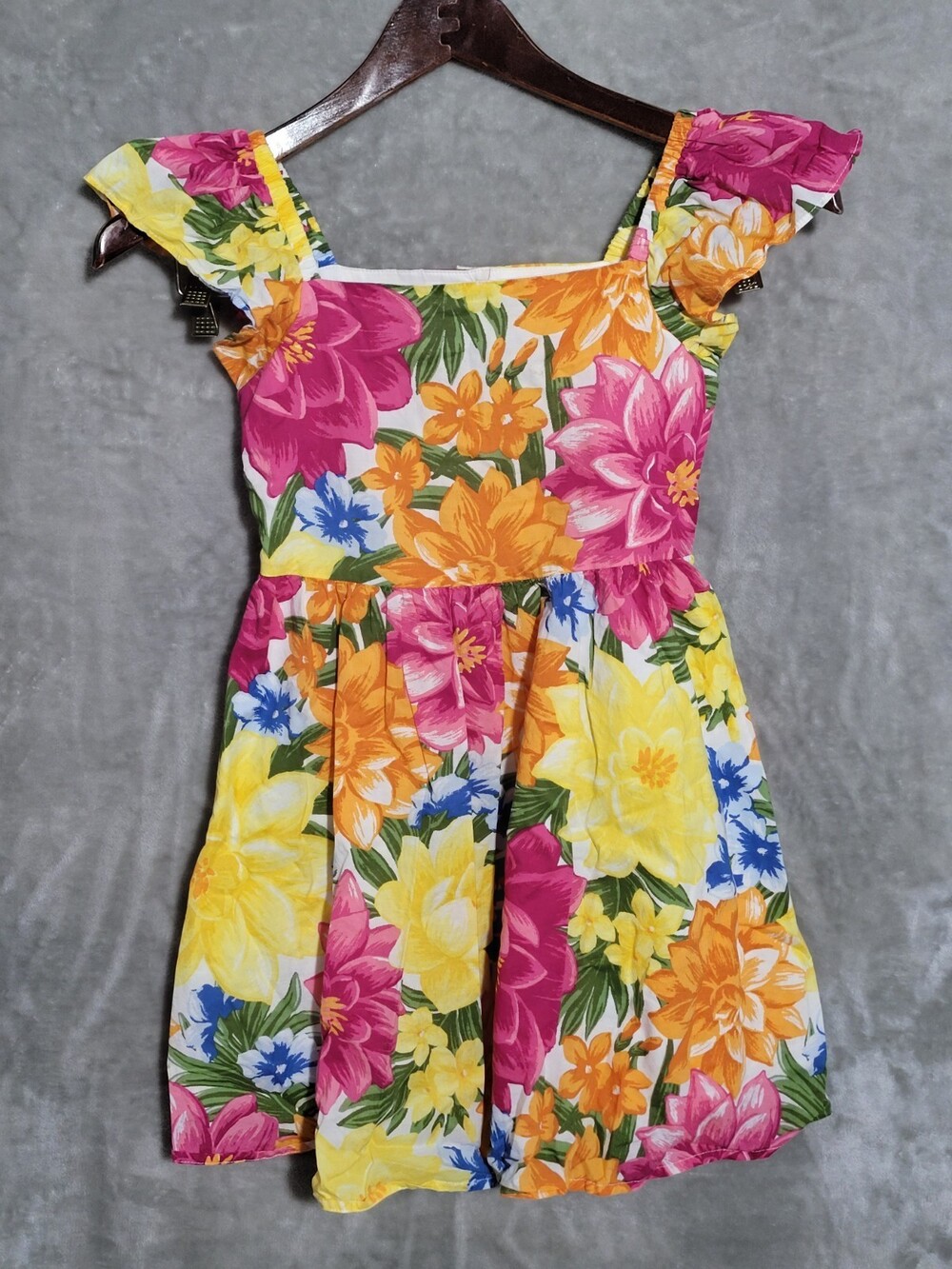 Janie & Jack "Sweet Paradise" Lined Bright Tropical Floral Dress, Girls 7